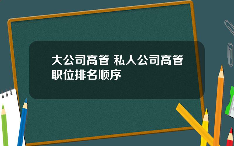 大公司高管 私人公司高管职位排名顺序